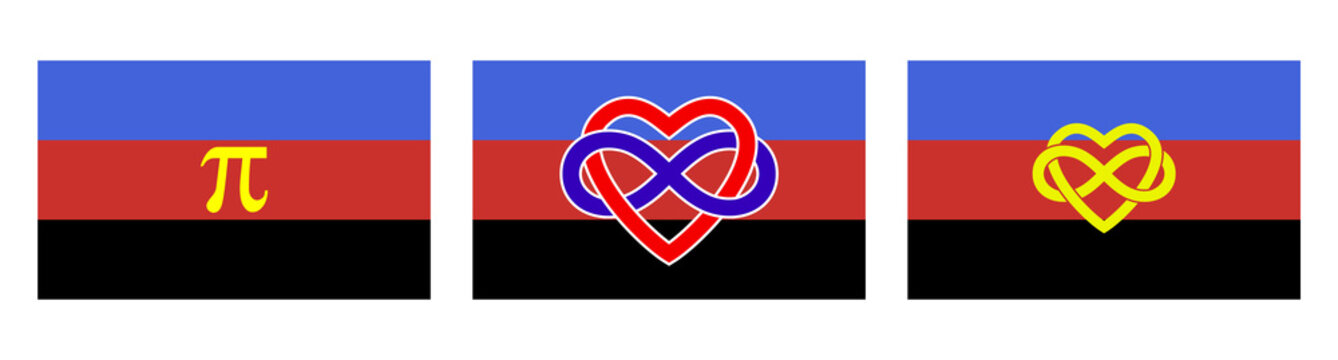 Polyamory movement symbol flat icon. Flag of love polyamorous