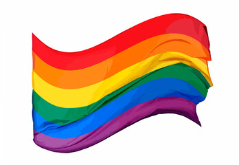 Waving rainbow flag of LGBT. Gay, Lesbian, Bisexual, Transgender and Queer pride symbol