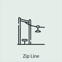 Zip line icon vector icon.Editable stroke.linear style sign for use web design and mobile apps,logo.Symbol illustration.Pixel vector graphics - Vector