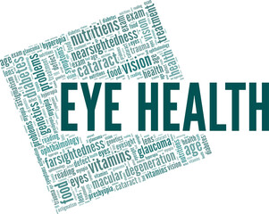 Eye Health word cloud conceptual design isolated on white background.
