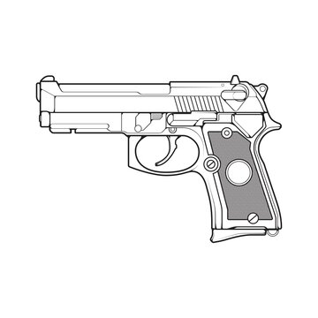 recommend clip art: Firearms line art style, Shooting gun, Weapon illustration, Vector Line, Gun illustration, Modern Gun, Military concept, Pistol line art for training
                    