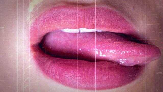 Womans licking her lips 