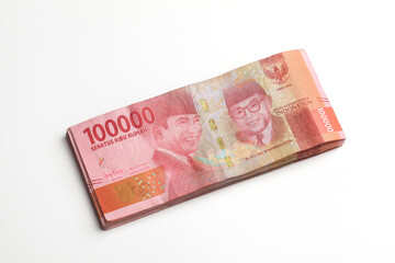 Indonesian rupiah cash banknotes money.