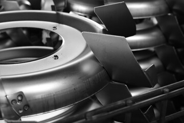 Blower Parts Produced by Sheet Metal Stamping Tool Die, Welded and assembled. Black-and-white photo.