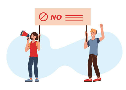 Crowd of people protesters. Flat vector illustration.