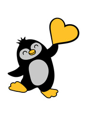 Freundlicher Pinguin zeigt Herz 