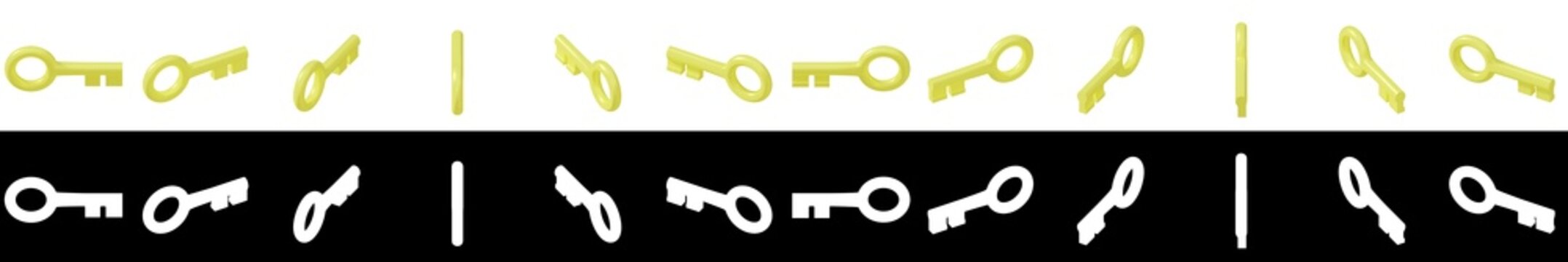 3D rendering illustration sprites of a stylized key