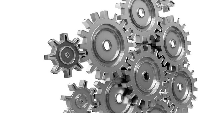 Industrial video background with gears. 3d animation.