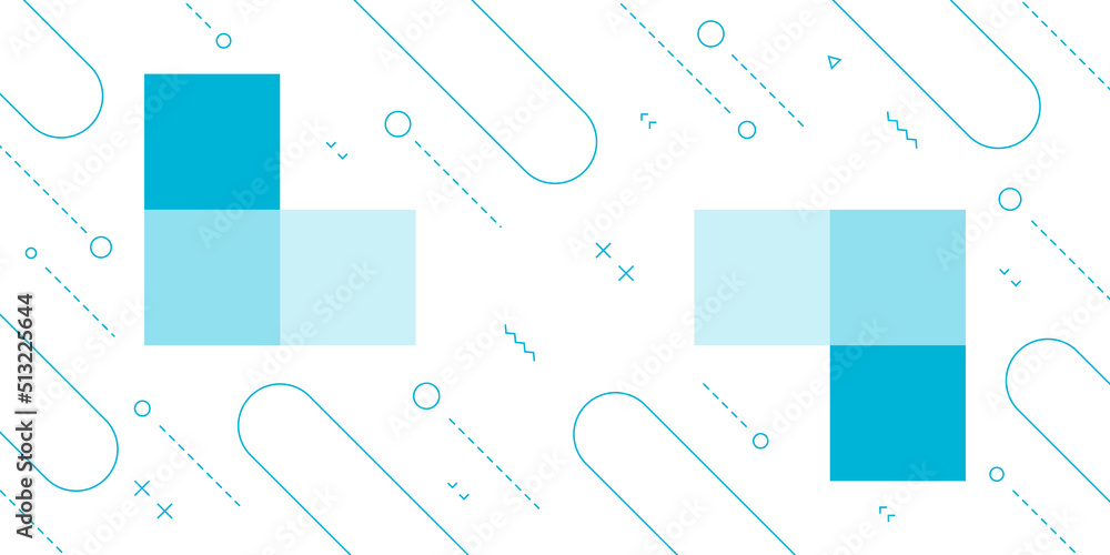 Wall mural modern abstract background with retro memphis elements and blue color