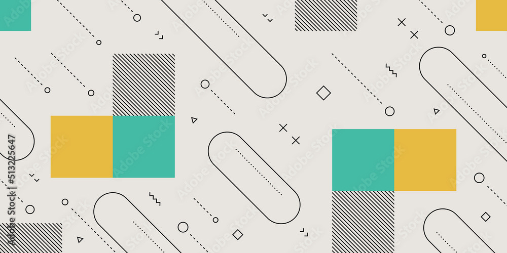 Wall mural modern abstract background with retro memphis elements and pastel color