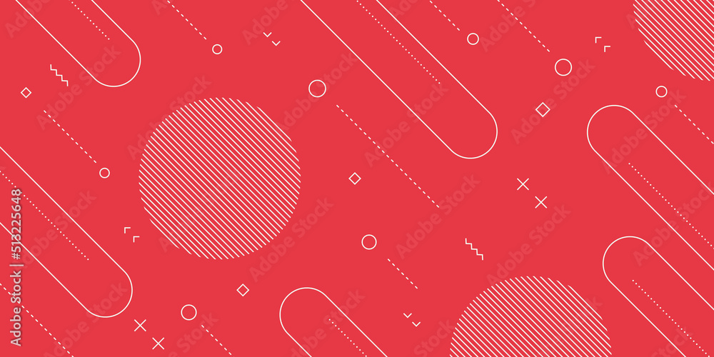 Wall mural modern abstract background with retro memphis elements and red pastel color