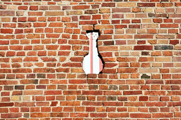 Fragment of a medieval brick defensive wall