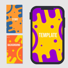 set of social network story templates. colorful trendy background with fluid elements. social media design