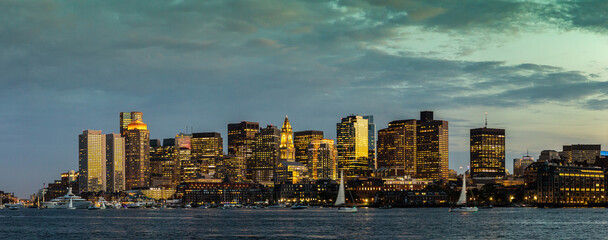 Naklejka premium Boston cityscape at night