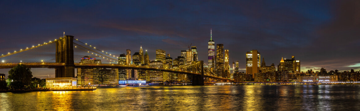 Brooklyn Bridge And Manhattan At Night