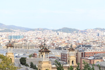 Fototapeta na wymiar Barcelona, Spain - september 28th 2019: View of Barcelona, seen from Museu Nacional
