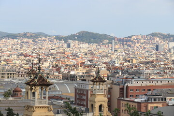 Fototapeta na wymiar Barcelona, Spain - september 28th 2019: View of Barcelona, seen from Museu Nacional