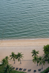 beach and sea, Holiday and vacation, nice tropical beach with palms, White clouds with blue sky