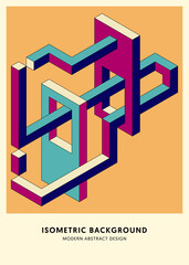 Isometric geometric shape abstract background modern art style
