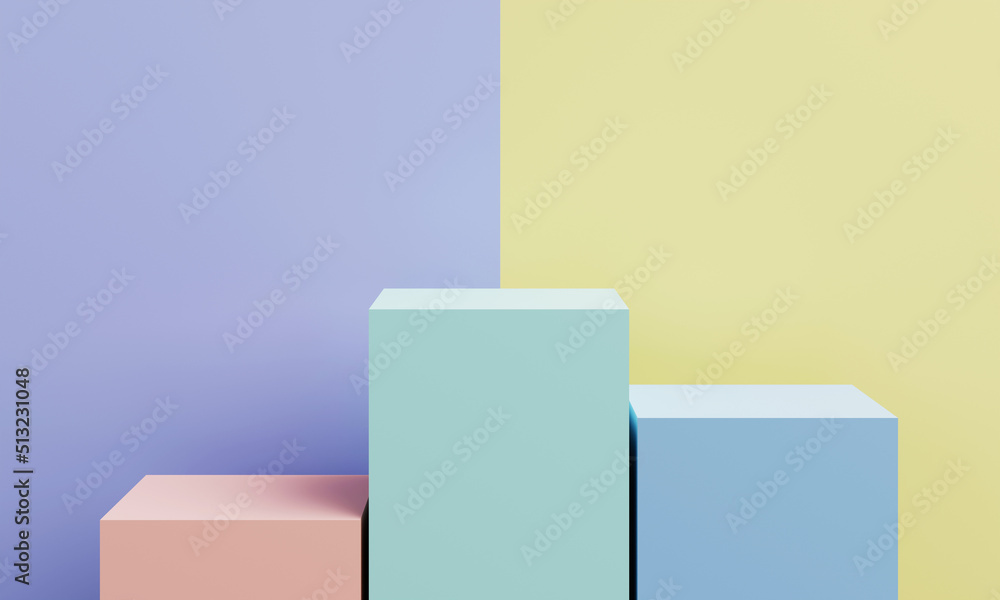 Poster abstract geometric shape in pastel colorful for product podium presentation background. art and colo