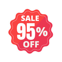 95% sale off, design 3D figurine red, vector illustration 