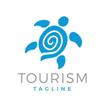Tourism turtle playful logo design