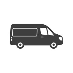 Cargo delivery truck icon side view on white background