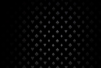 Dark black vector background with cards signs.