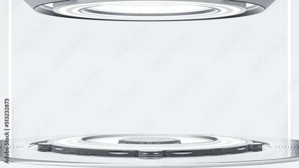 Poster technology animation background. silver power podium empty stage. futuristic and innovation backgrou
