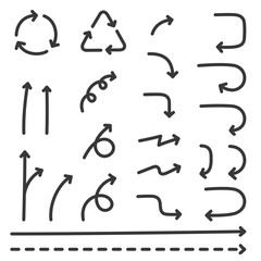 black arrow cute line kawaii doodle flat vector illustration