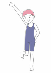 水着を着てポーズをとる女の子の全身イラスト