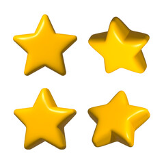 yellow stars in different side virtual modern 3d render shiny glossy texture