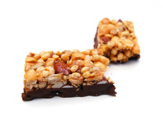 Granola bar. Isolated over white background .