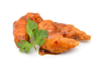 Chicken wings with sauce on white background 