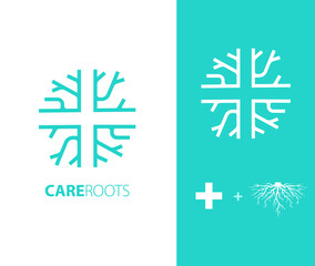 Obraz premium Care Roots logo Branding design cross