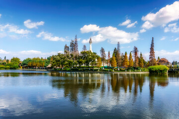 Kunming ethnic village Chinese garden lake natural scenery