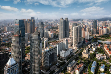 Fototapeta na wymiar Qingdao Fushan Bay Financial Center Building Landscape Skyline Aerial Photography