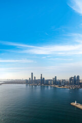 Obraz premium Qingdao Fushan Bay Financial Center Building Landscape Skyline Aerial Photography