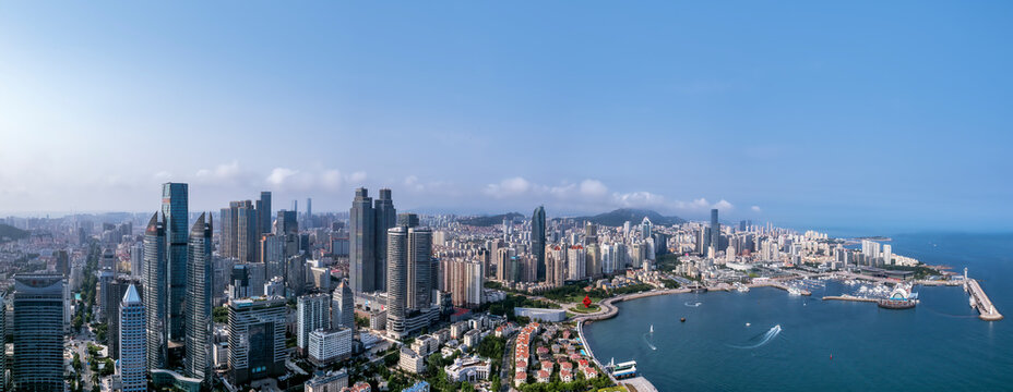 Qingdao Fushan Bay Financial Center Building Landscape Skyline Aerial Photography © 昊 周