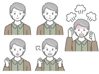 怒る表情の強弱　高齢男性（私服）