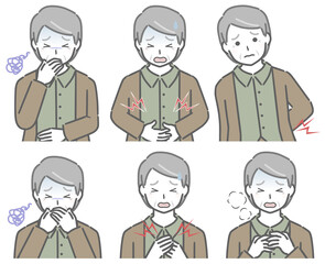 体調が悪い高齢男性（私服）