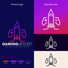 minimalist simple rocket gaming logo design