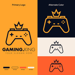 minimalist simple king gaming logo design