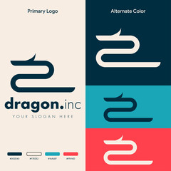 minimalist simple dragon logo design