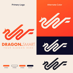 minimalist simple dragon logo design