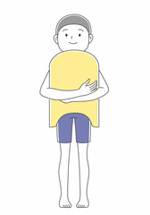 ビート板を持った子供の全身イラスト