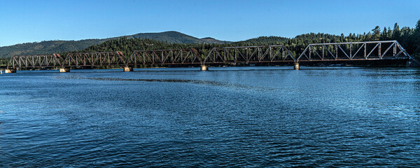 The long bridge, ALBENI FALLS DAM on Lake Pend Oreille in the northern Idaho Panhandle
