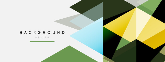 Fototapeta premium Color triangles composition, geometric abstract background. Techno or business concept, pattern for wallpaper, banner, background, landing page