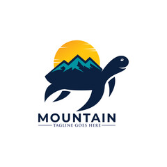 mountain  turtle logo design concept illustration.