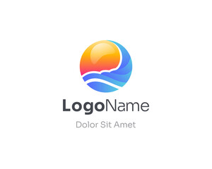 Colorful wave with sun logo gradient.